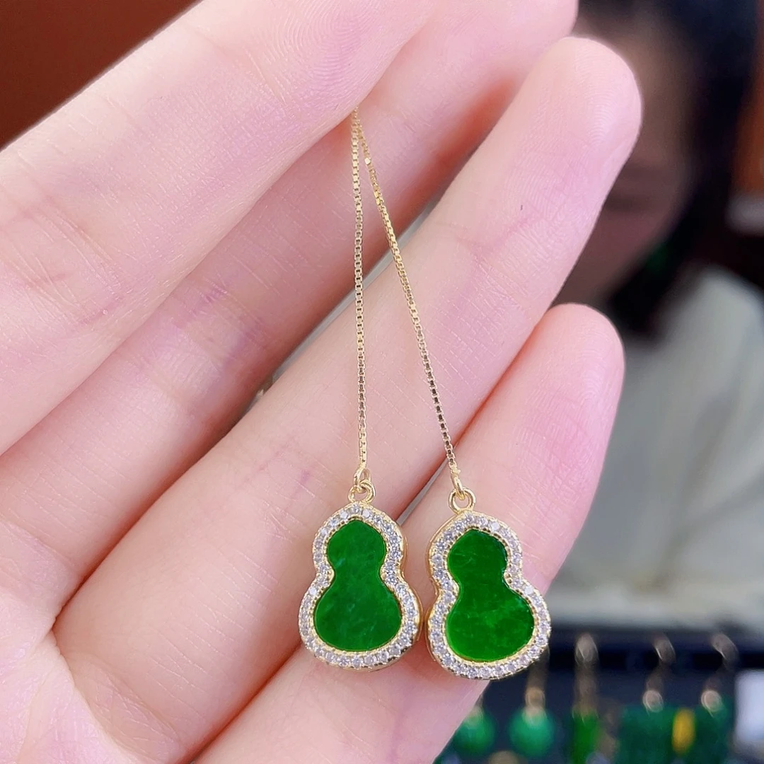 翡翠银S925镶嵌耳饰