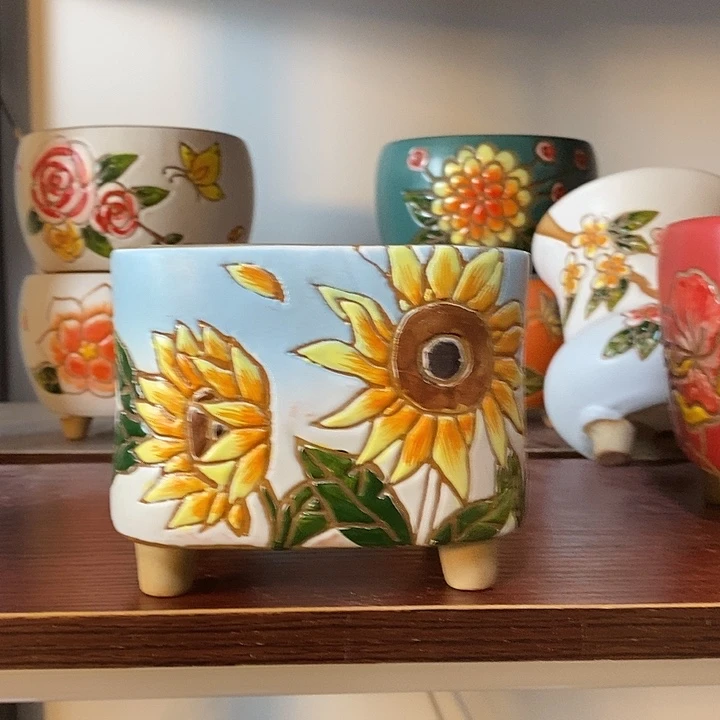 韩式手绘多肉花盆