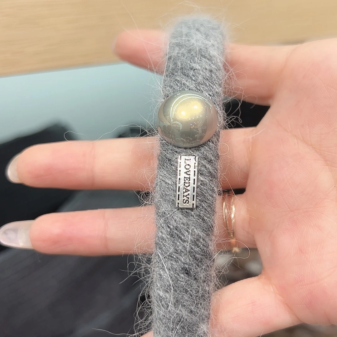 皮质铁合金球球灰色发箍