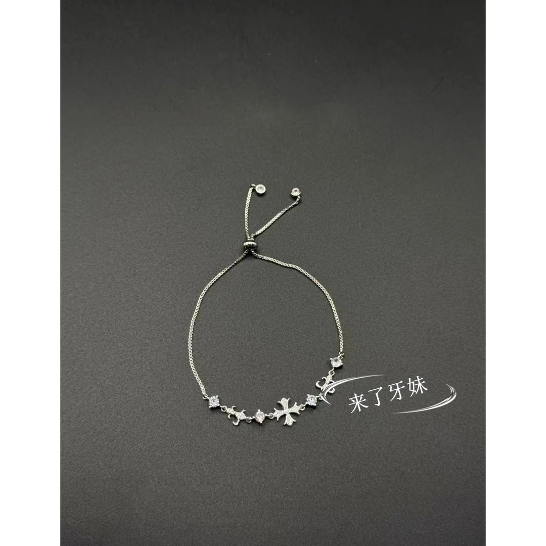 铜合金锆石手链 YM【十字带锆手链SL156】百搭设计感轻奢气质简约