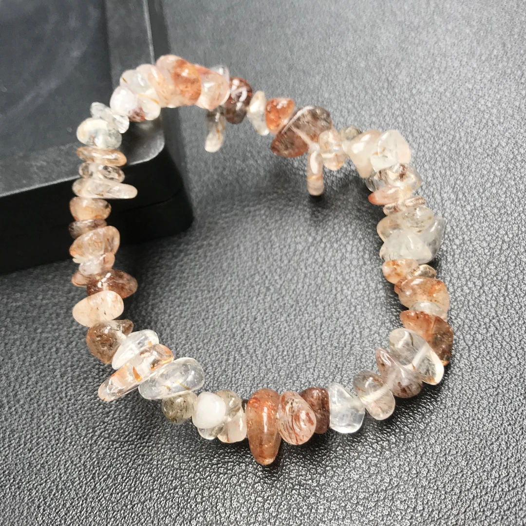 小鑫水晶批发行 天然水晶黑金超七原矿随形手链diy小精致配件手串