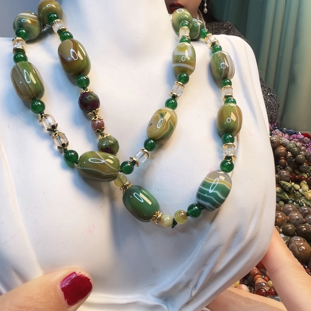 玛瑙/玉髓合金颈饰玛瑙长90