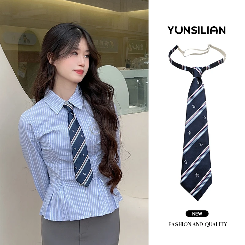 jk领带女衬衫学院风学生制服懒人免打领配饰蓝色红色校园毕业领结