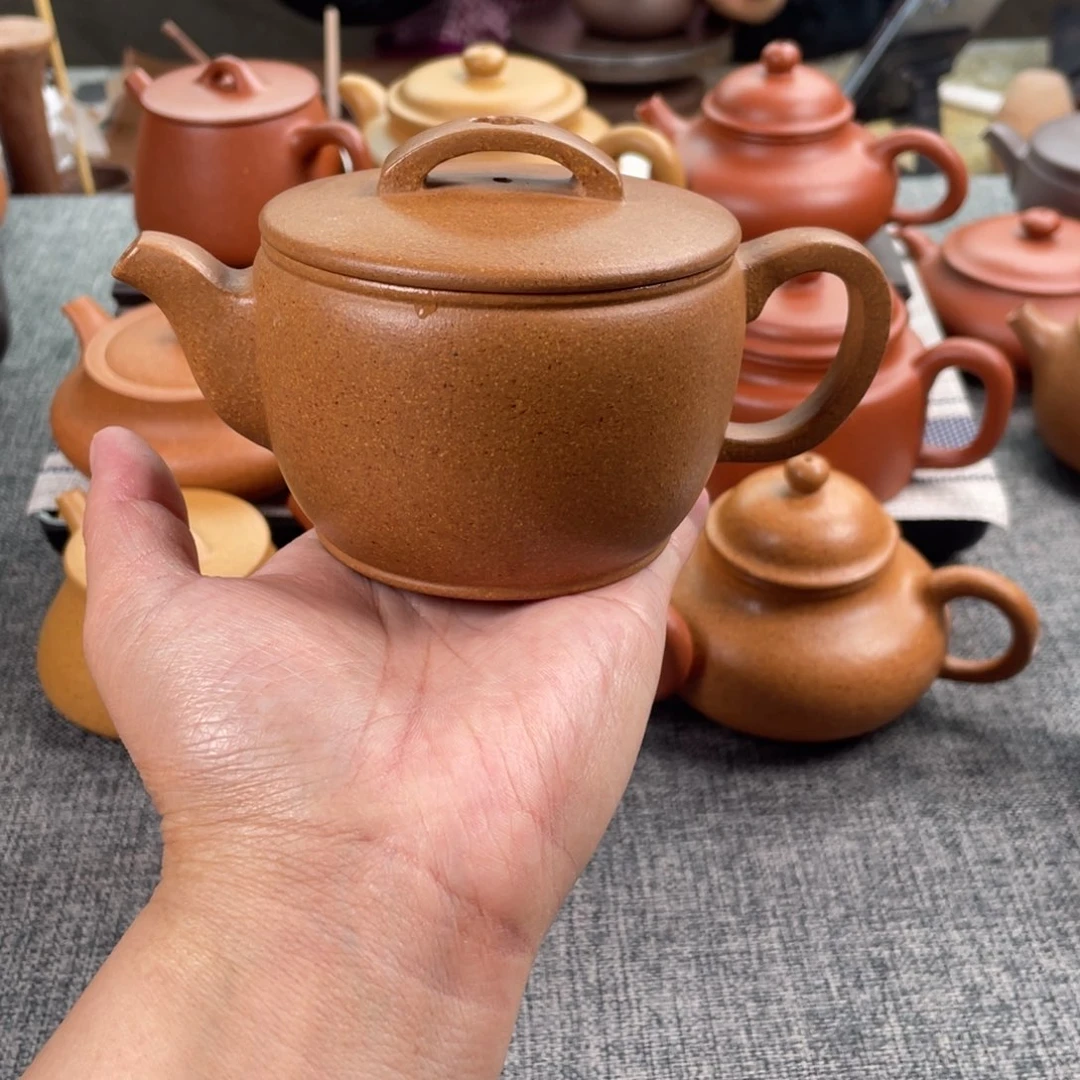 紫砂茶壶黄降坡汉瓦半手40目220