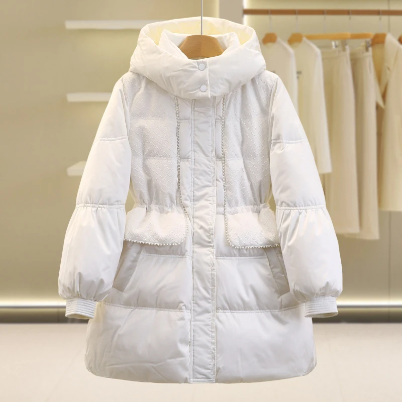 【伍莎-自营】宽松收腰连帽保暖羽绒服#BLX48H028