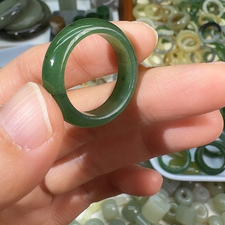 和田玉（碧玉）未镶嵌戒指19.6内径14