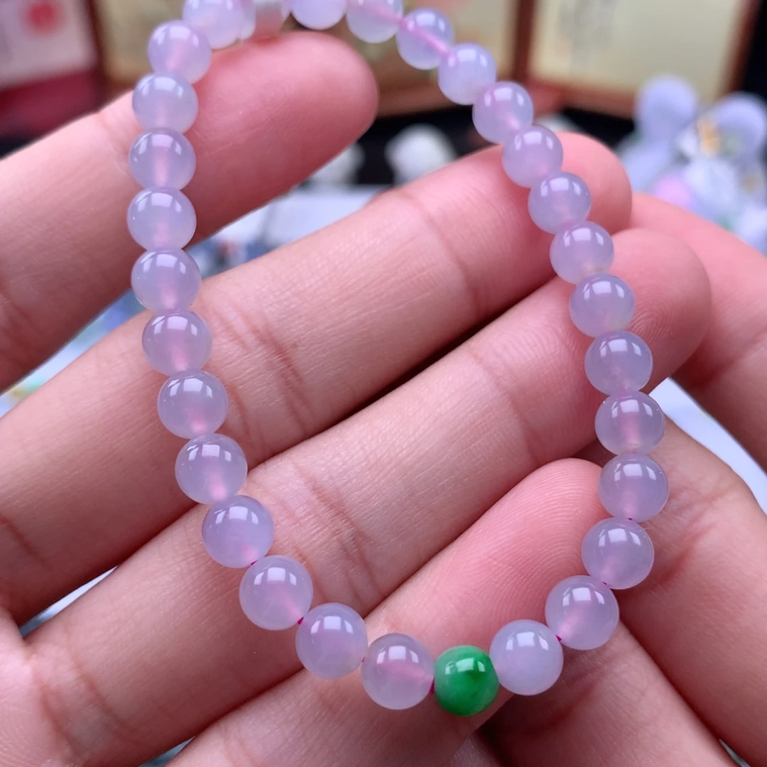翡翠未镶嵌手链粉紫卡6