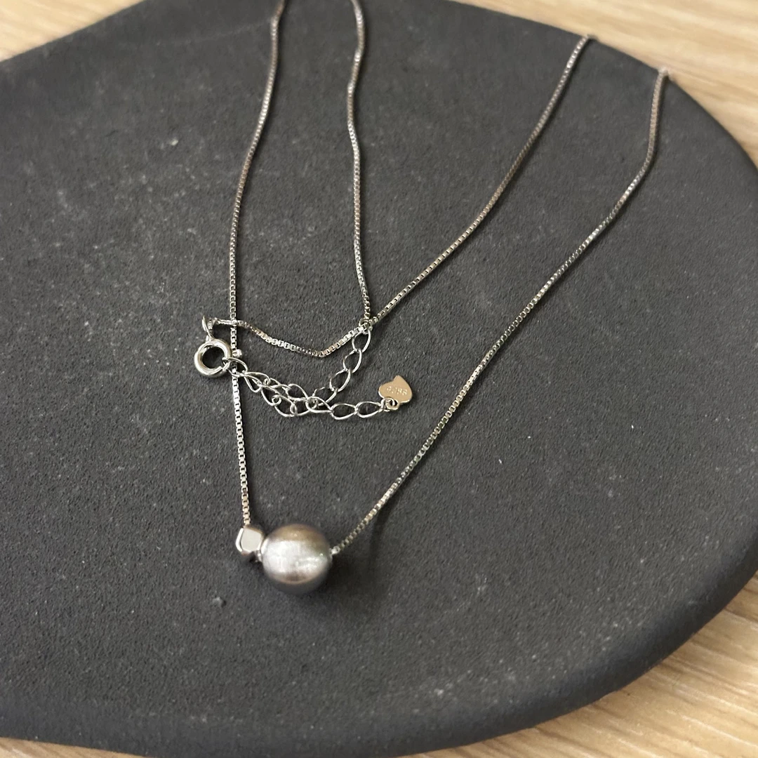 坠链均925银 Julia姐姐】“拉丝银球”氛围感项链