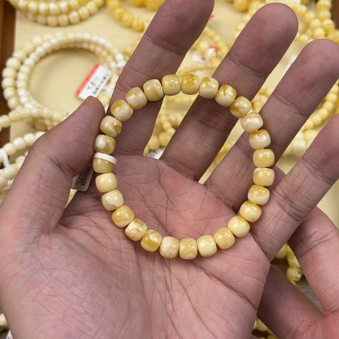 未镶嵌蜜蜡手串橘白手串7.8mm