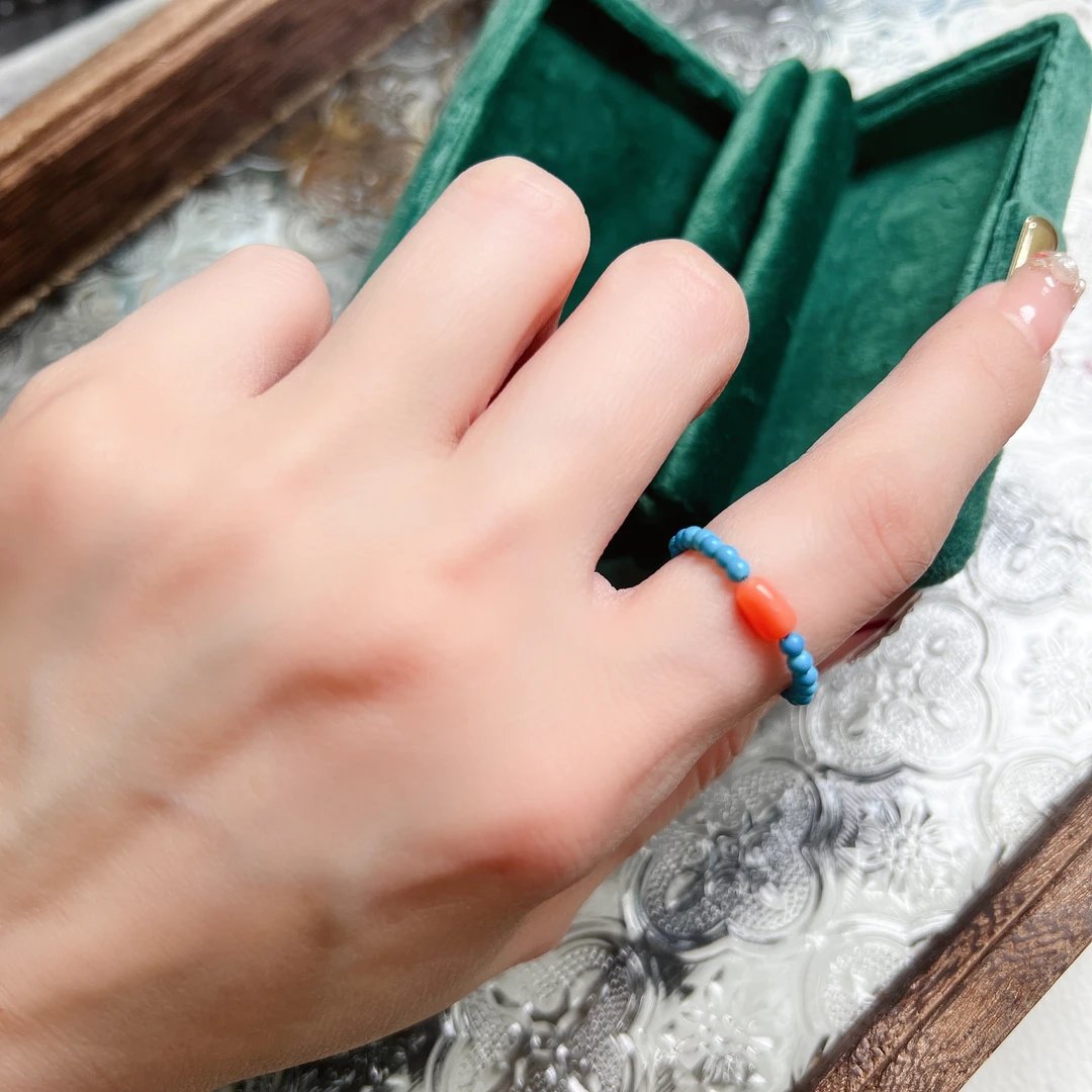 戒指 粉塑戒指 蓝松戒圈