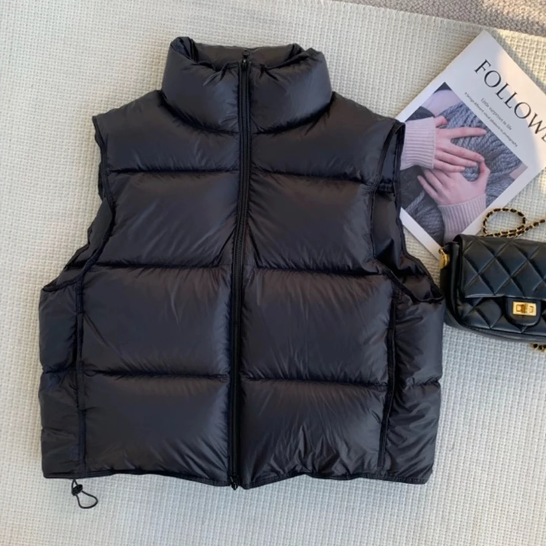 2025秋冬高级感时尚立领白鸭绒时尚马甲女装韩系无袖坎肩马夹外套