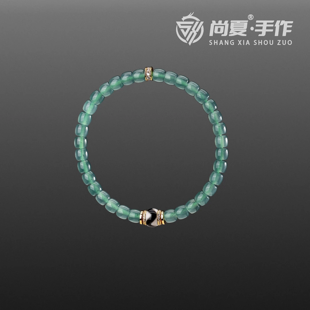 【翡系列】5.8mm翡翠晴水直切手串精工归圆