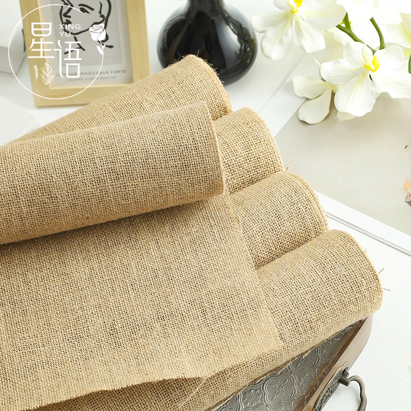【星语】天然原色麻布粗麻卷亚麻花束包装材料diy花艺鲜花礼品材料