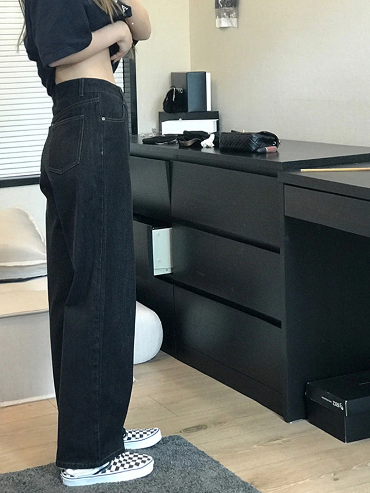 高腰裤子女裤女显瘦遮胯大码阔腿牛仔裤胖mm宽松直筒梨型身材2025