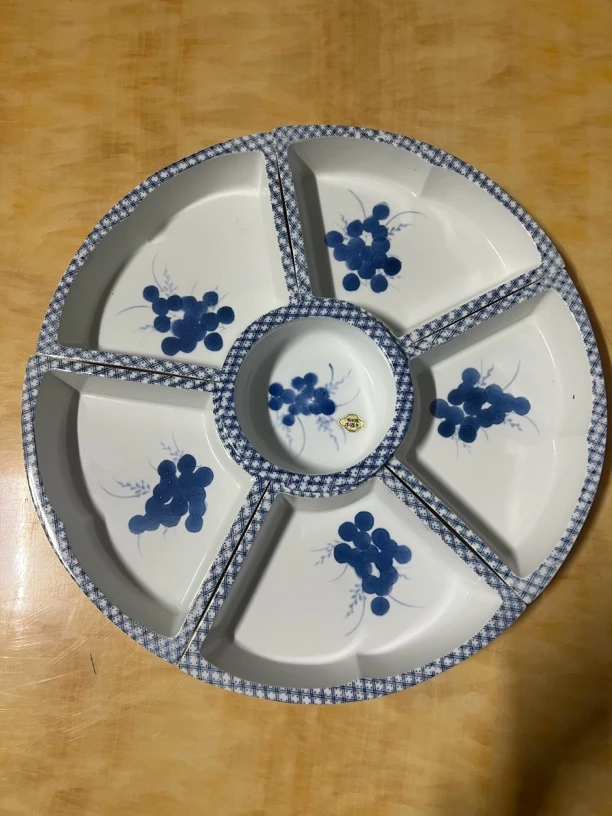 回流瓷器手绘青花釉下彩有田烧旋转果子钵6件套