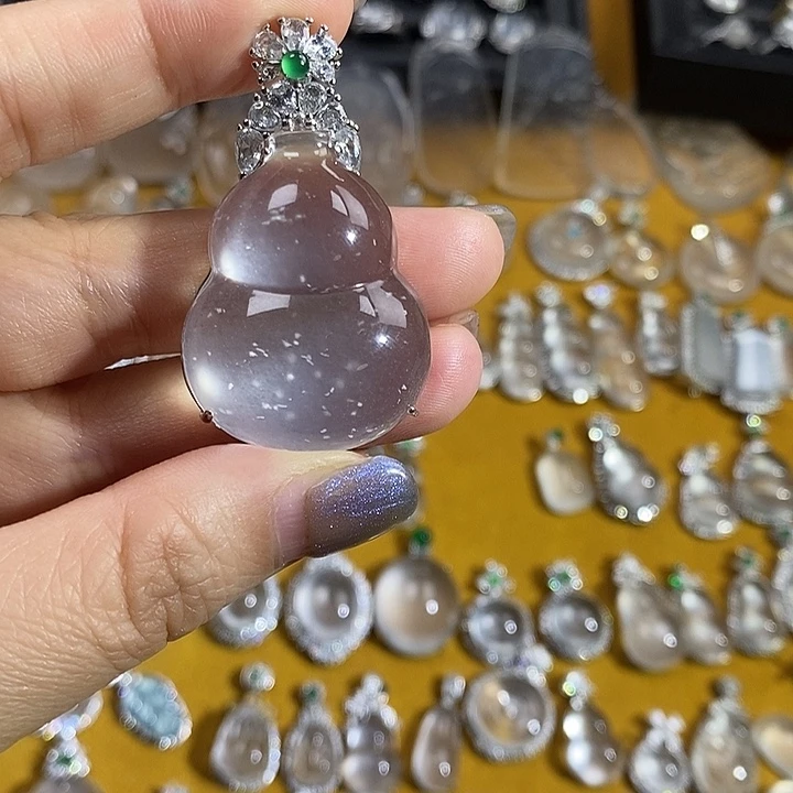 石英质玉银S925镶嵌颈饰