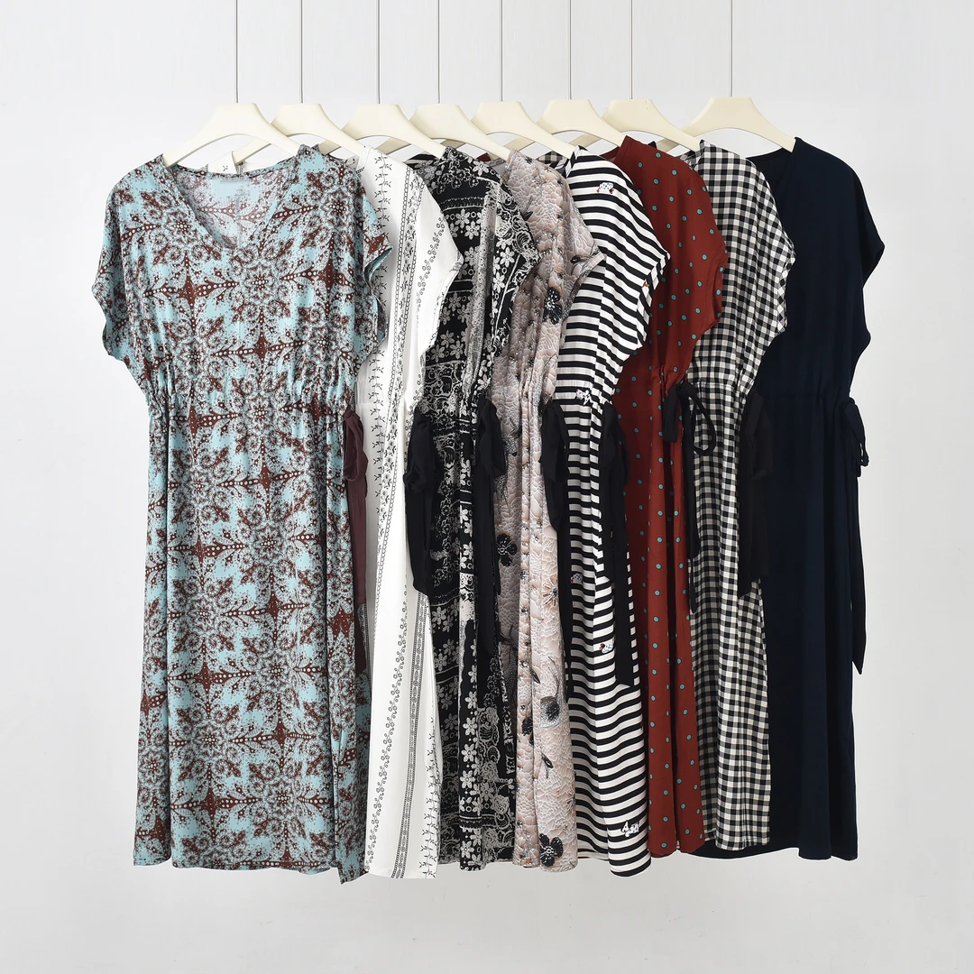 YH-[国风小调]2025夏季新款高级提花绵绸连衣裙K-MF1287