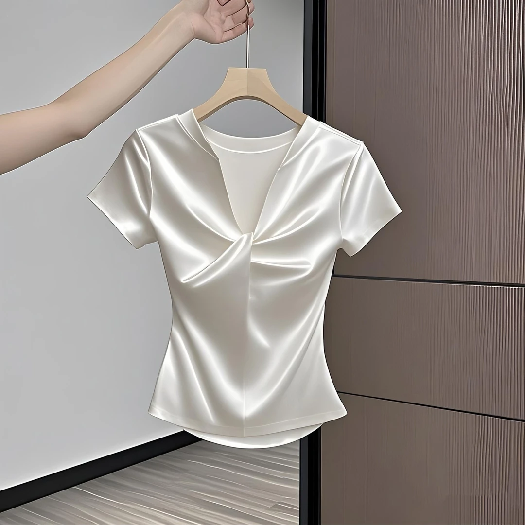 2025夏季新款欧货时尚潮牌洋气别致超好看气质小众短袖上衣T恤女