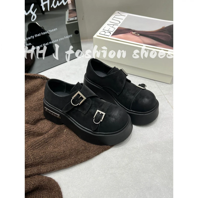 网红同款乐福鞋女2025秋季新款满天星亮晶晶小皮鞋时尚松糕板鞋潮