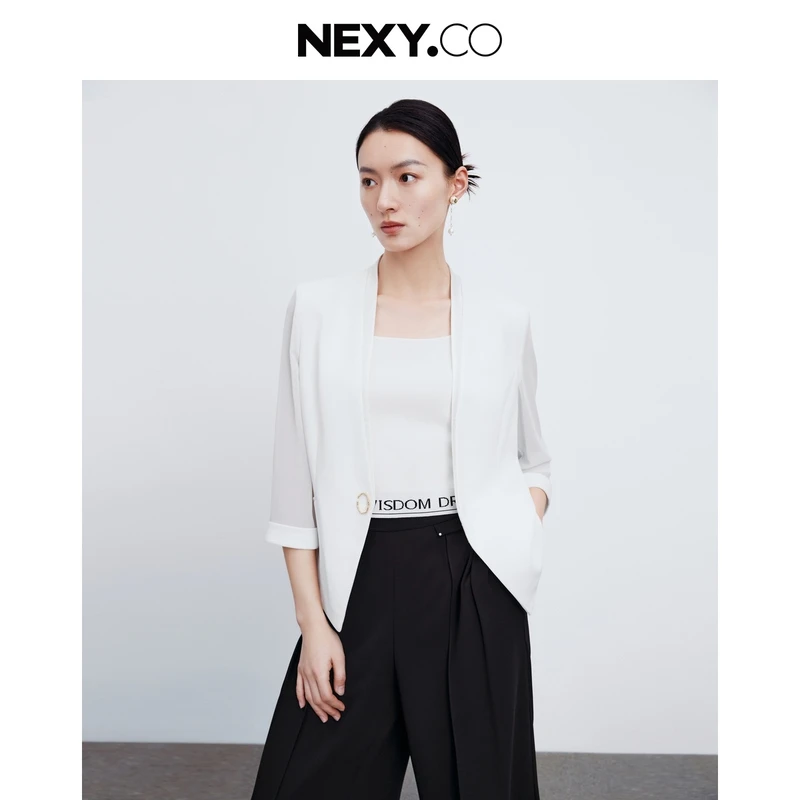 NEXY.CO/奈蔻外套气质白色短款时尚休闲夏季春夏设计师XA01953V1