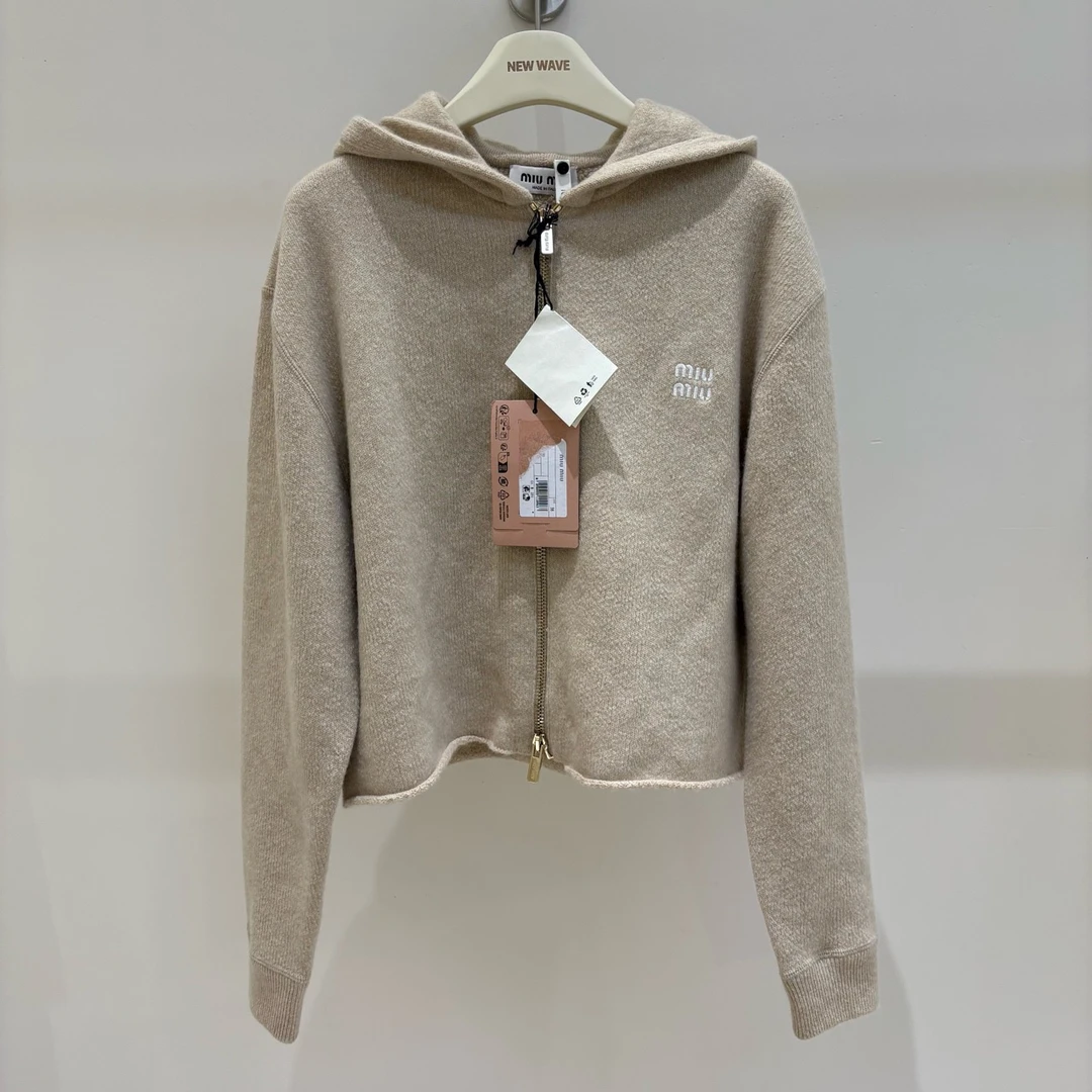 全新未使用 MIU MIU/缪缪 MIU1261 24早秋羊绒帽衫36码 原价23100