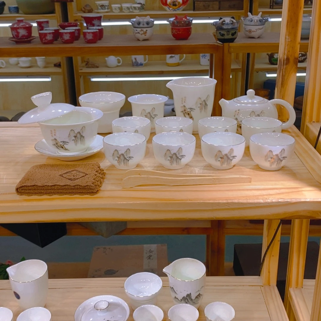 【不止】羊脂玉瓷茶具套装