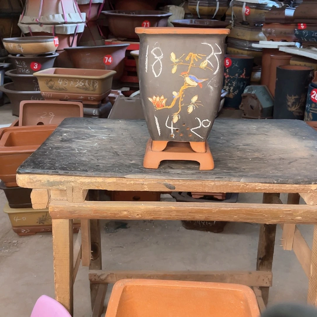 紫砂花盆高四方盆一个