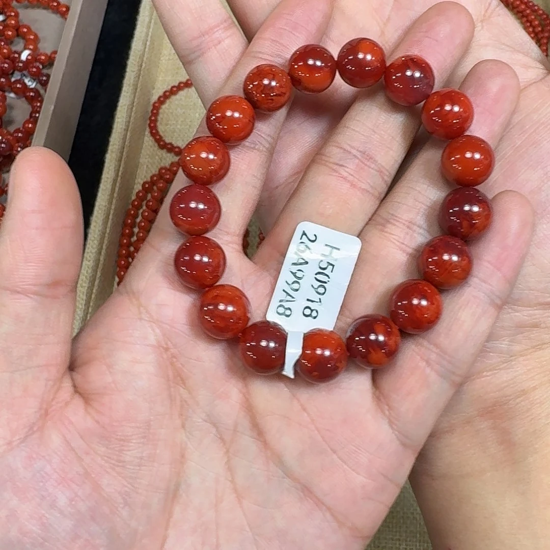 【***】南红玛瑙未镶嵌手链原矿南红手串11mm➕高品质妖火炎