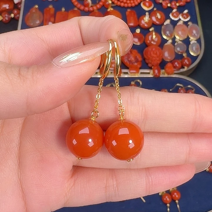 南红玛瑙银S925镶嵌14+