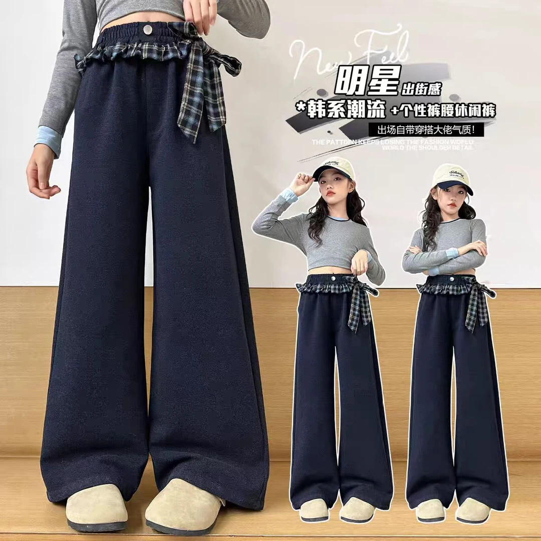 女童春秋装裤子2025新款韩版中大儿童直筒裤女孩休闲运动裤腿裤