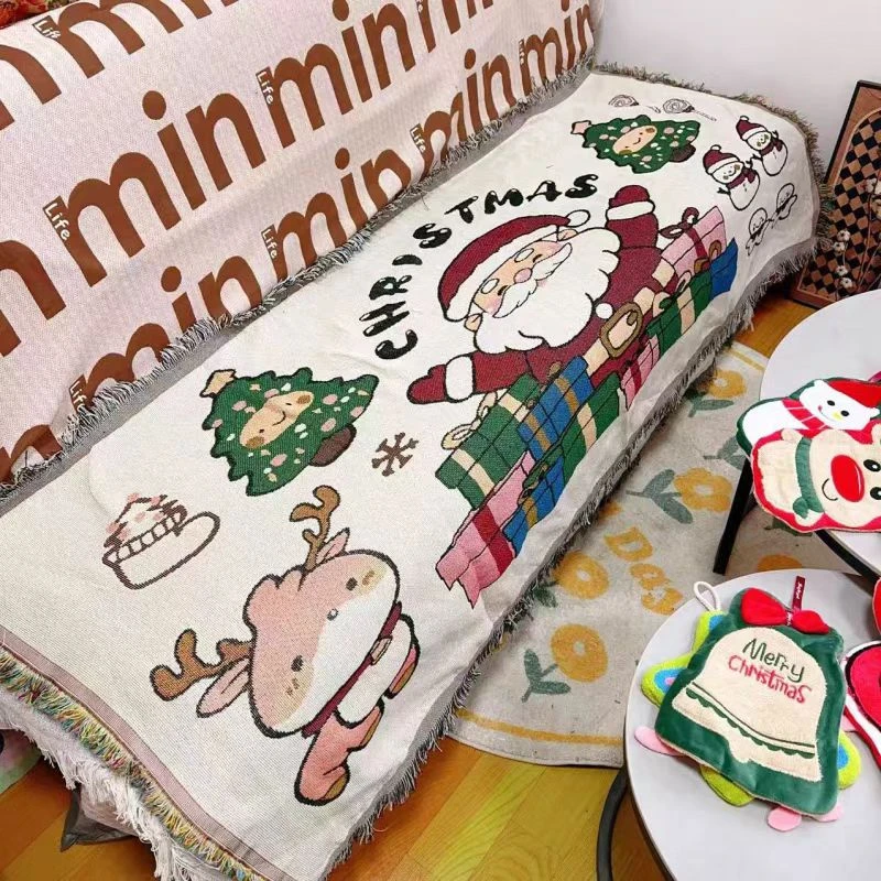 圣诞沙发盖布盖毯高级感四季通用沙发套罩万能毯全盖沙发巾