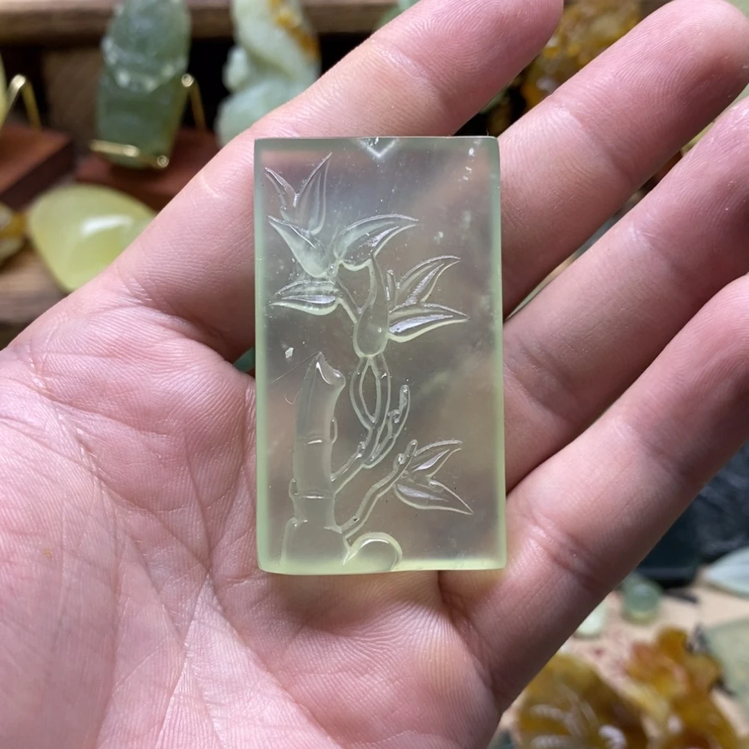 未镶嵌岫玉竹子吊坠