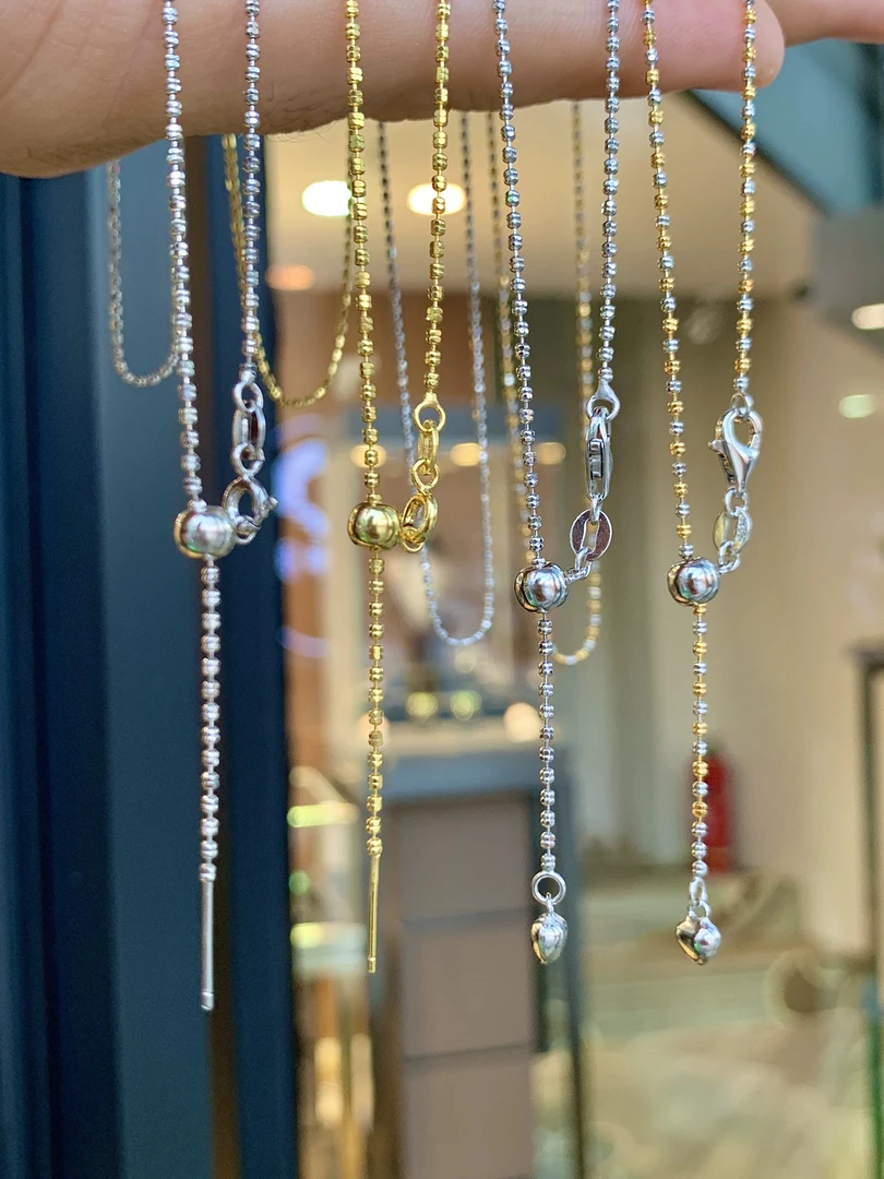 合金项链 双闪珠针式链意大利爆闪项链可调节