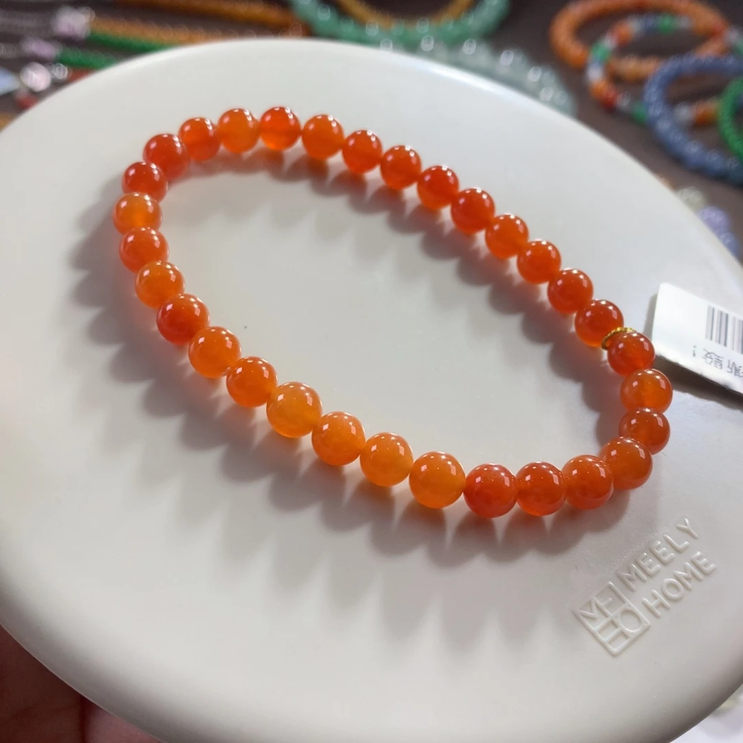 翡翠未镶嵌手链天然满色冰胶红翡单圈 卡5.7~6