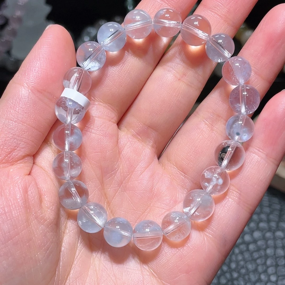 水晶手链未镶嵌兔毛团团手链，晶体通透