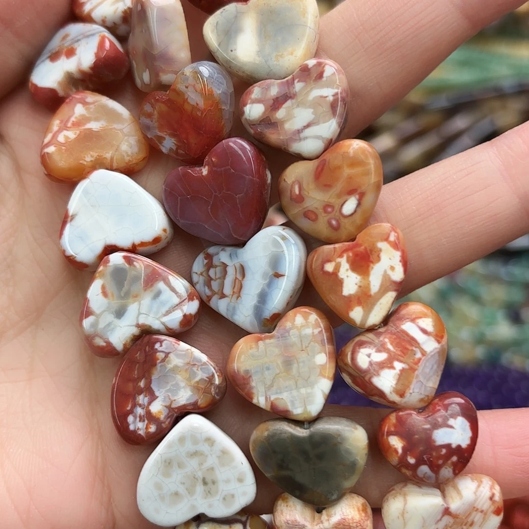 玛瑙/玉髓未镶嵌珠宝半成品卡18红玛爱心一条