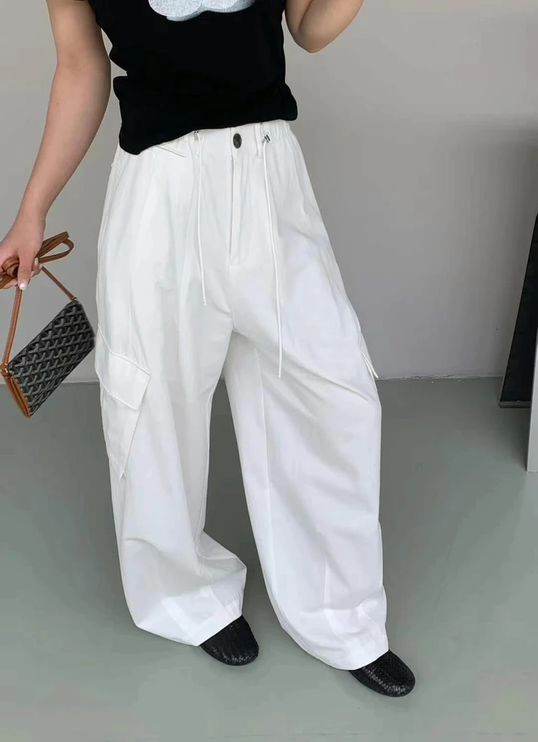 Az LongQuan 斜口袋抽绳工装裤 设计师新款工装裤 XKML2412405