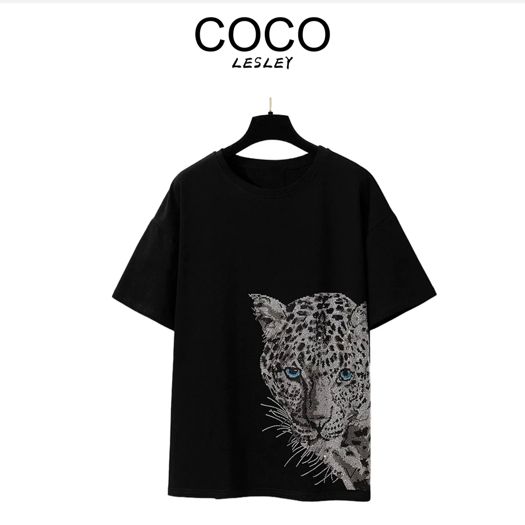 【COCO LESLEY】重工烫钻网红大码T恤女新款设计师潮流百搭宽松2121