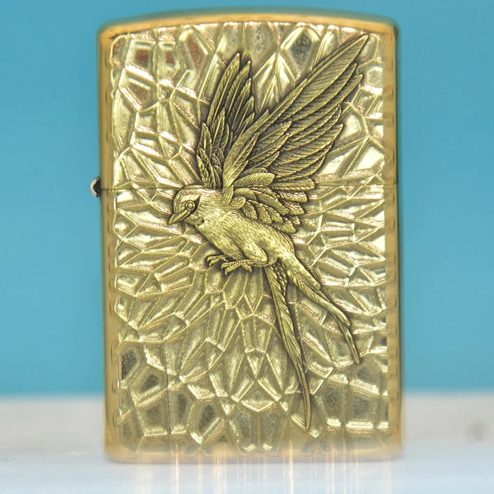 古银防风打火机煤油黄铜3D浮雕蜂鸟煤油打火机性创意国风个性送礼