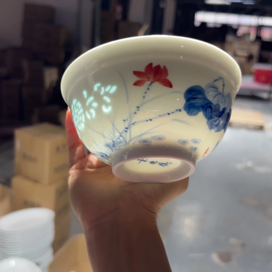 玉瓷景德镇陶瓷米饭碗两只微瑕