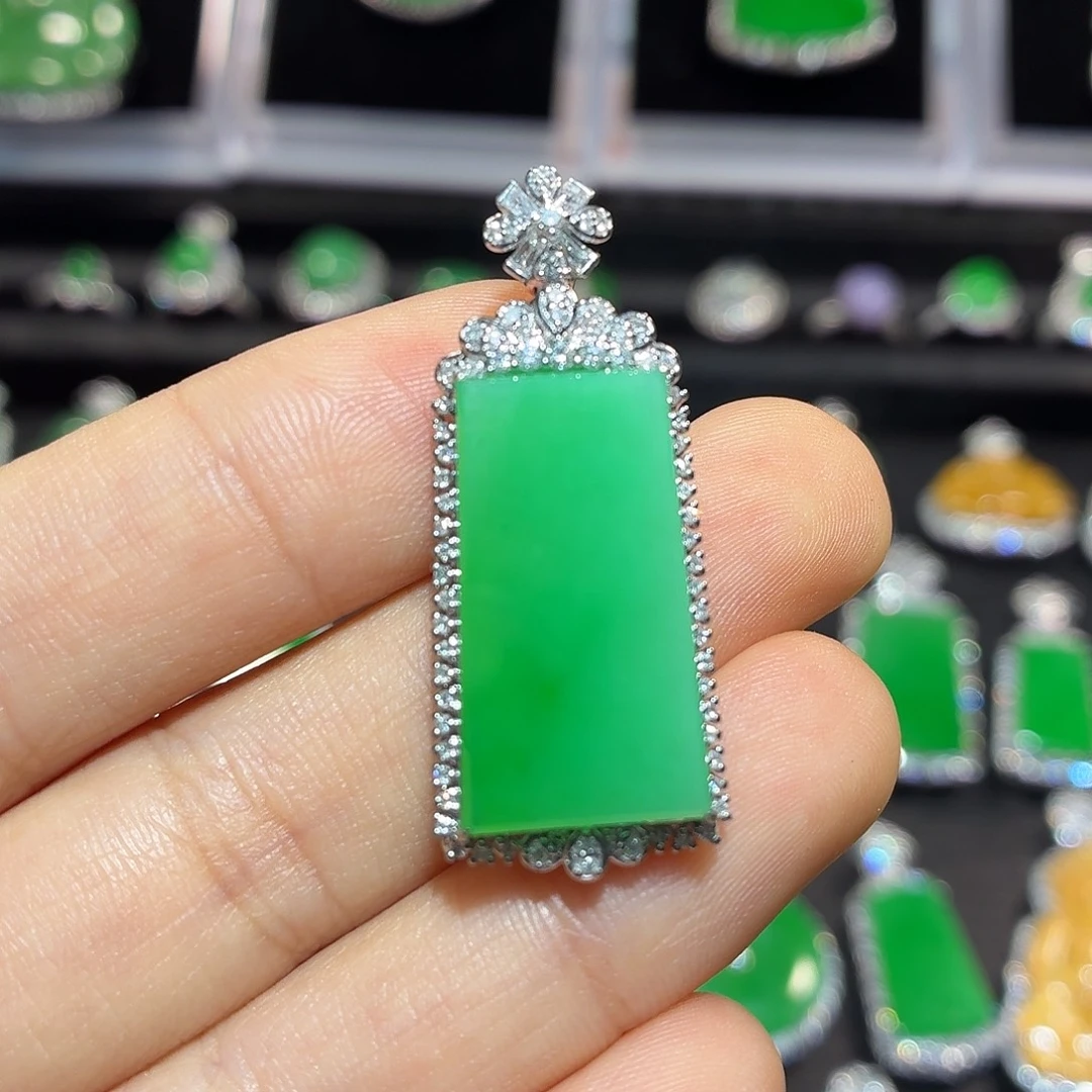 翡翠18K金镶嵌吊坠(不含链)翡翠