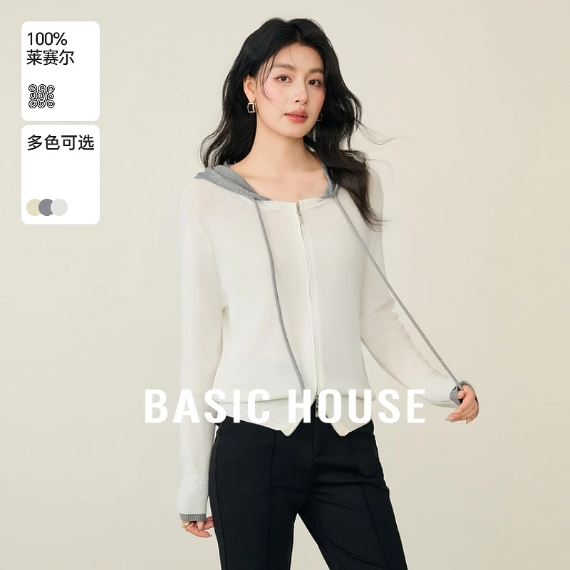 Basic House/百家好春季网红新款女拉链针织衫-B0625H5R832
