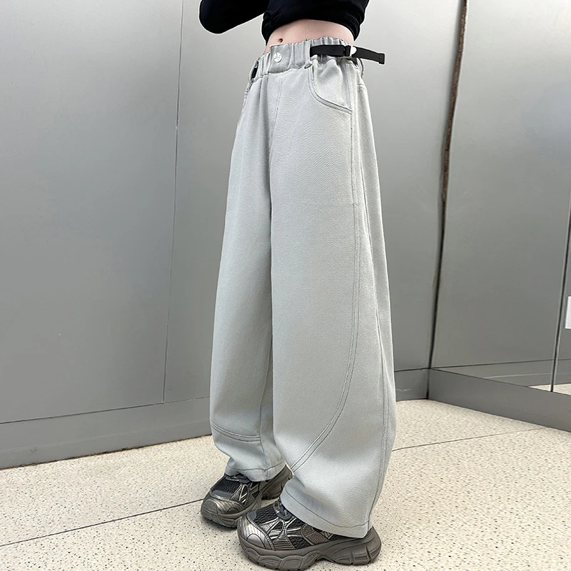 女童裤子春秋2025新款洋气浅色牛仔裤儿童春季时髦百搭弯刀裤爆款