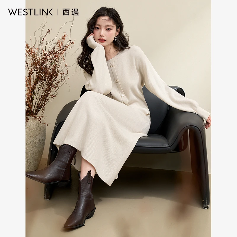 2537简约气质温柔高级感套装女2024秋季针织衫搭高腰半裙两件套