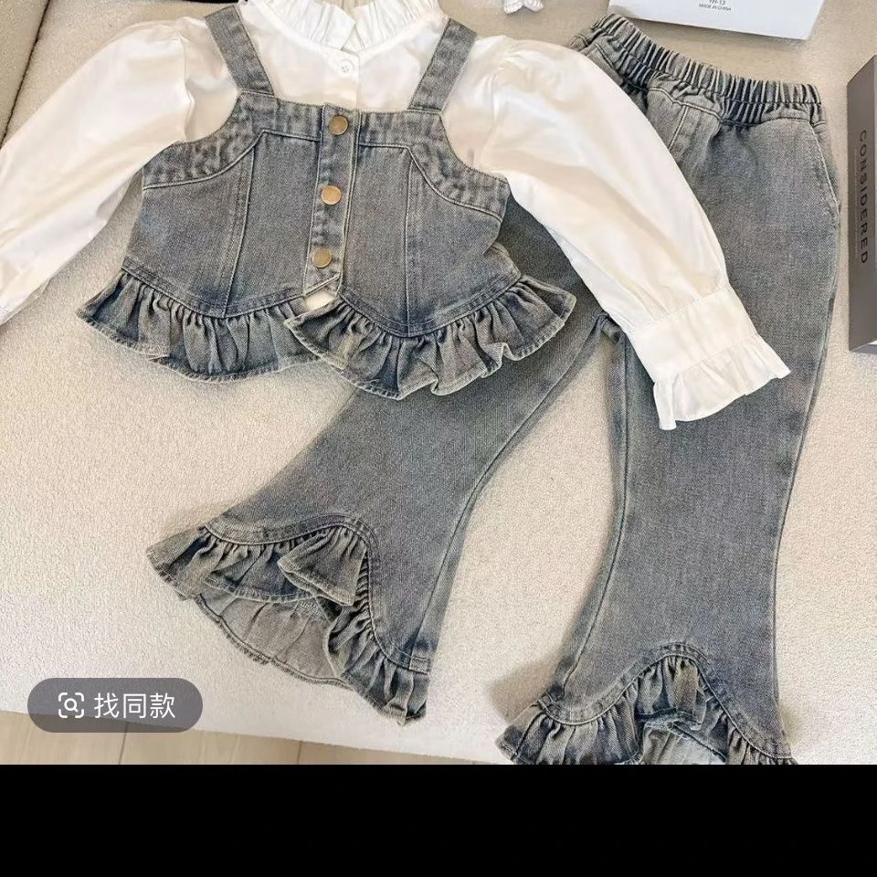 春秋一粒扣韩版套头女常规套装秋季女童洋气上衣小童