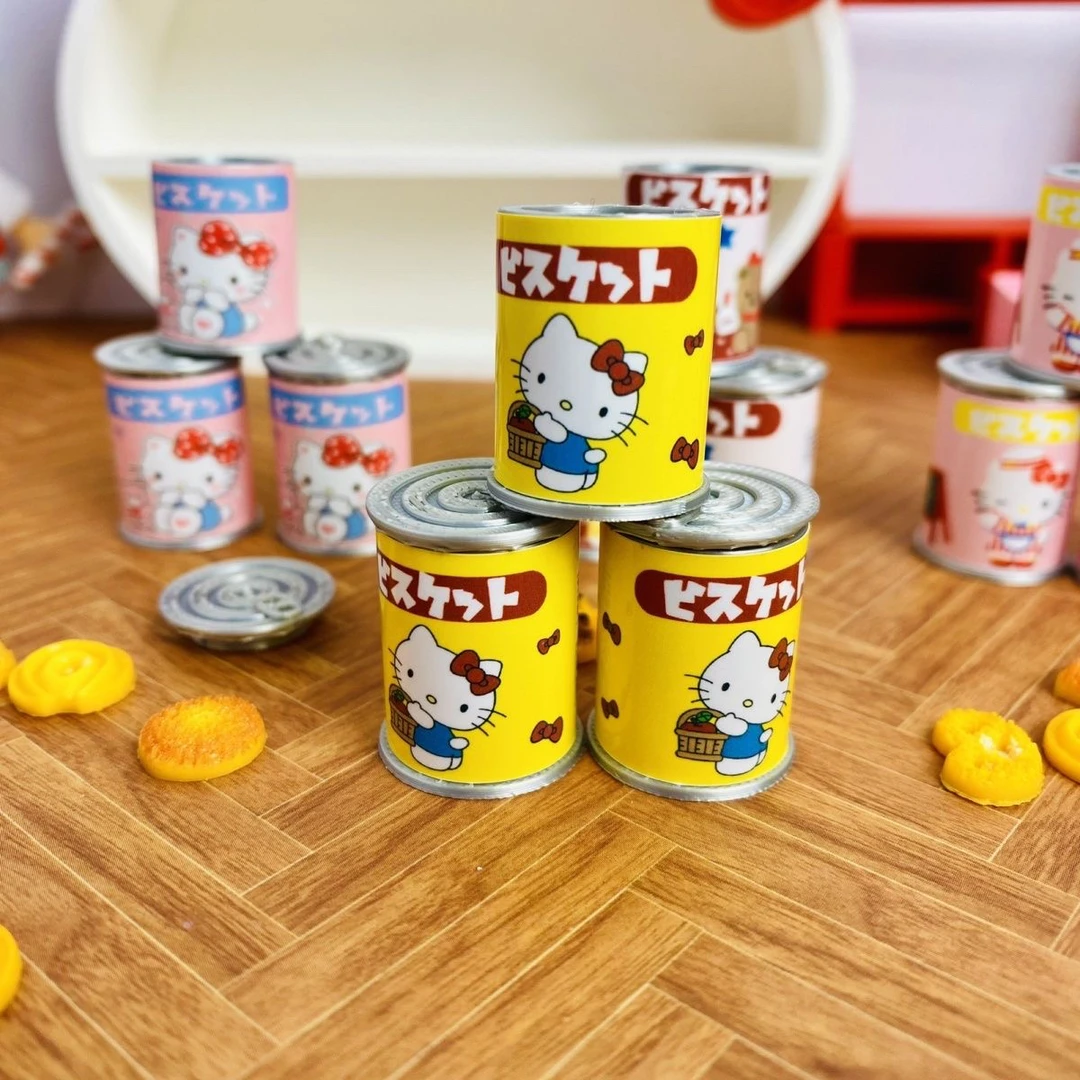 迷你微缩仿真食玩kt小新饼干罐可打开diy模型摆件