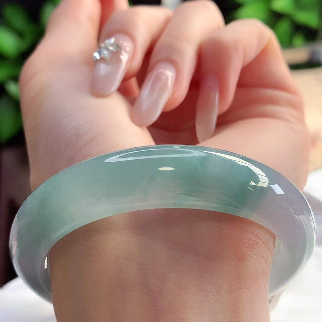 未镶嵌手镯翡翠天然A货翡翠55-56行云流水 目如瀑布11号