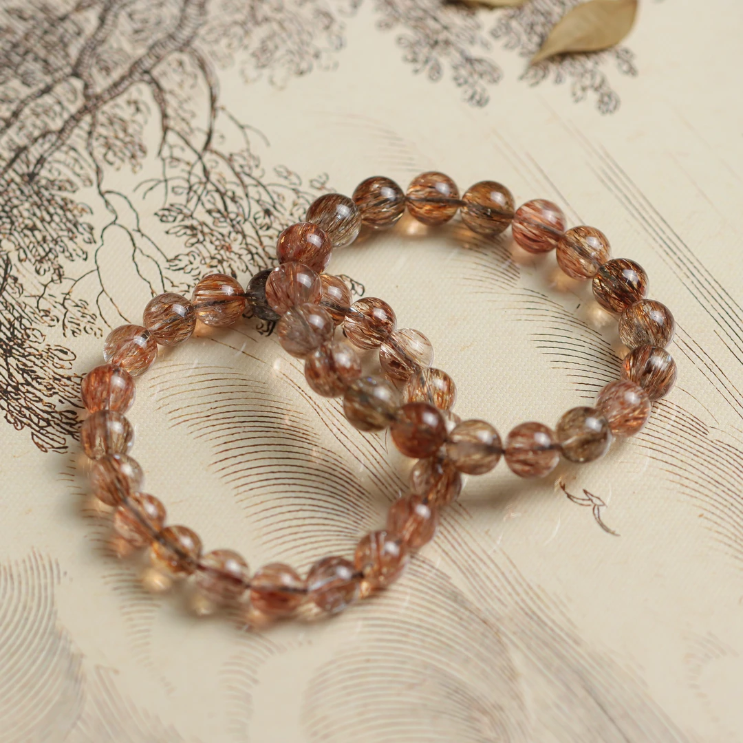 黑金超超七水晶圆珠素圈男女款单圈手串（多样性发货 发其一）