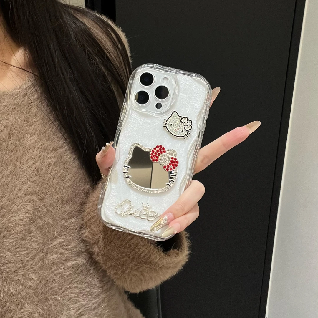 补妆镜适用于华为pura70pro手机壳P60KT猫镜面P40pro蝴蝶结P30女