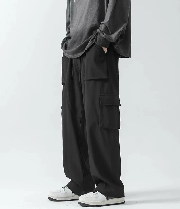 夏季男女同款休闲中腰松紧长裤透气宽松弹性